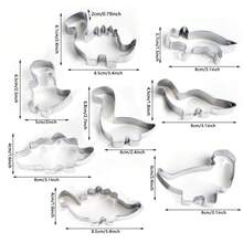 New Dinosaur Cookie Cutter Set - 8 Pieces - Footprints And Heads, T-Rex (Tyrannosaurus), Brachiosaurus, Dinosaur, Triceratops, Pterodactyl, Children's Dinosaur Birthday Party Baking Molds - View 11