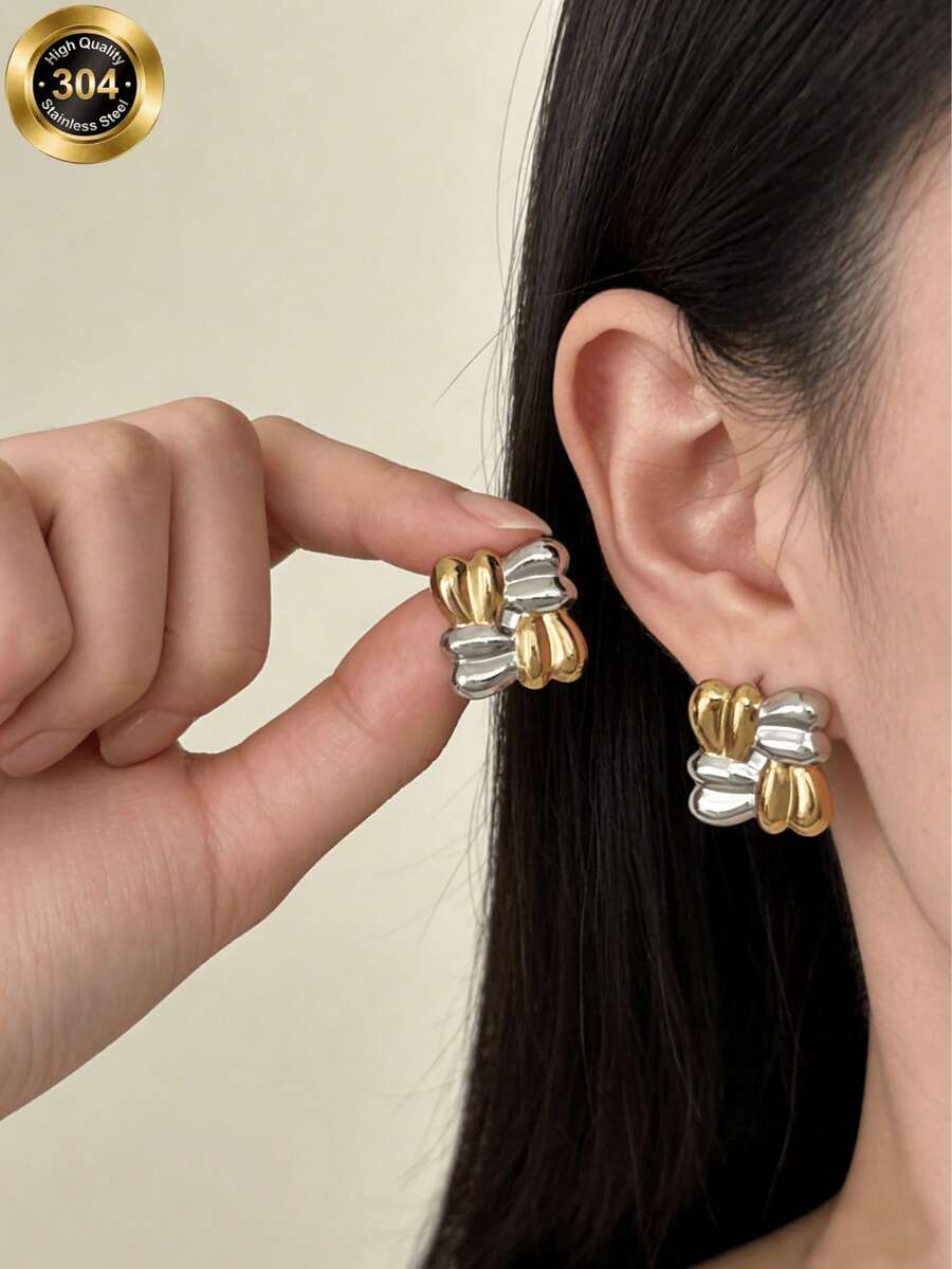 1 Pair Elegant Minimalist Gold Hoop Earrings, Luxury Oversized Earring Design, High-End And Chic - Gold - View 1