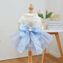 PETCIRCLE 1 pieza Vestido para mascotas, Ropa para perro/gato, Falda de princesa de hielo nueva y delgada para primavera/verano - Azul - Ver 12