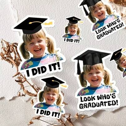 1-24 piezas Pegatinas de Graduación - Pegatinas de Graduación Personalizadas, Pegatinas Personalizadas, Se Pueden Personalizar Como Regalos de Graduación, Decoraciones de Fiesta, Autoadhesivas, Parejas, Amigos, Niño, Niña, Decoración de Restaurante