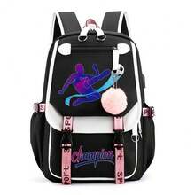 Carton Football Champion Print Backpack,Large Capacity Backpack, Polyester Travel Bag With Zip Closure, Fashionable Schoolgirl Style For Middle And High School Students, Cute Princess Design,Back To School Supplie Essentials Office Supplies - Multicolor - View 13