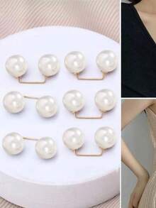 2/6pcs Pearl Jeans Ankle Clip, Chest Anti Light Needle, Anti Stepping Slipper Buckle, Pants Length Adjuster - Multicolor - View 9