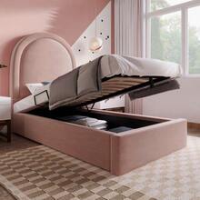 Upholstered Children's Bed, Single Bed 90 X 200 Cm, Pink, Velvet For Boys And Girls (Mattress Not Included) - Coral Pink - View 7