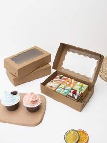 5个/10个/15个装波浪形窗口糕点盒，甜甜圈盒，大号饼干盒，蛋糕盒，糖果盒，挞盒，糕点盒，巧克力盒，饼干盒，派对盒，生日盒，复活节假日派对盒，聚会礼品包装盒，挞盒包装盒 - 查看 11