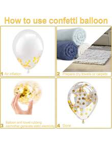 40pcs Gold, Black And White Metallic Latex Balloon Set With Gold Ribbons, Suitable For Weddings, Gold Theme Parties, Graduations And Other Decorations - Multicolor - View 6