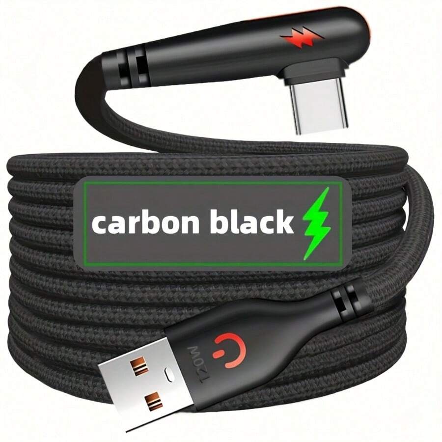 90度弯头USB-C数据线，快充线，兼容华为，PD快充线，设计紧凑，柔韧耐用的编织材质，兼容华为及其他智能手机