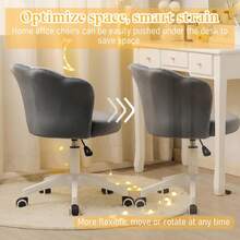 DYHOME Velvet Washbasin Stool, Home Office Chair, Ergonomic Swivel Chair, Height Adjustable - Grey - View 7