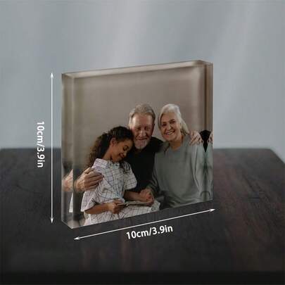 5pcs - 10*10cm Customized Acrylic Decorative Pieces, Suitable For Commemorative Photos, Graduation Photos, Family Portraits And Mother's Day. Great For Bedroom Desktop Display, Also Applicable For Anniversary, Valentine's Day Gifts And Christmas Decorations