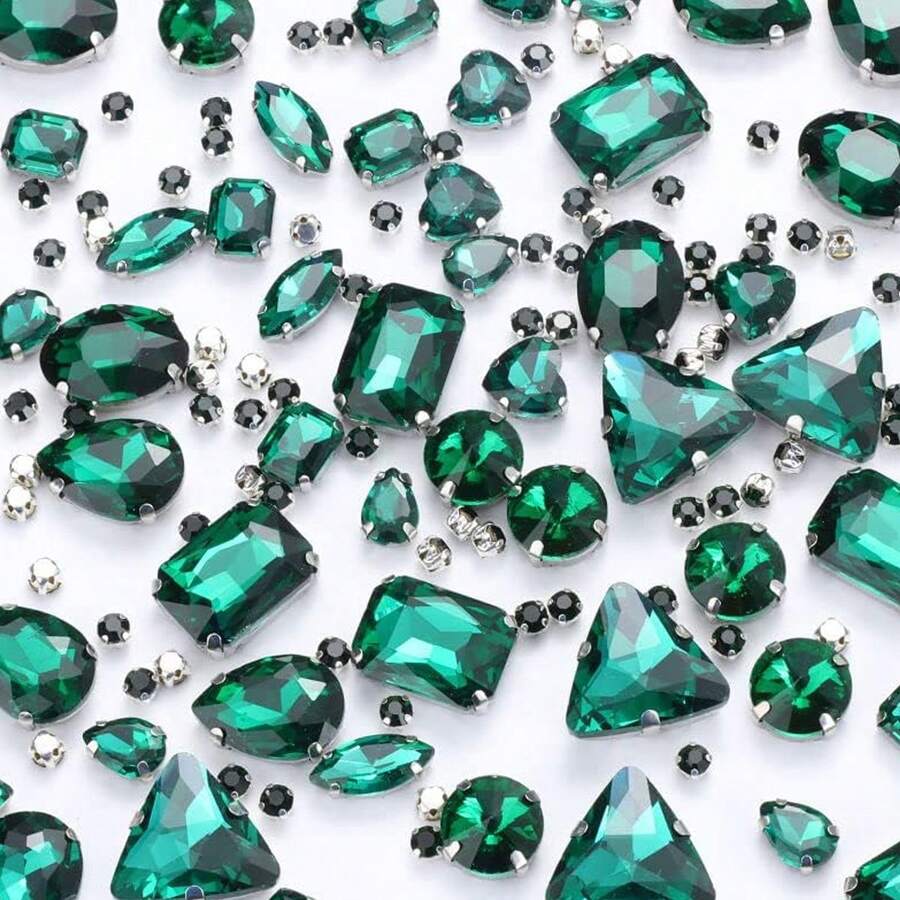130 piezas de Rhinestones transparentes, Rhinestones de garra de metal mixto, Adecuado para joyería, ropa, accesorios, zapatos, vestidos, prendas de vestir - Kong - Ver 1