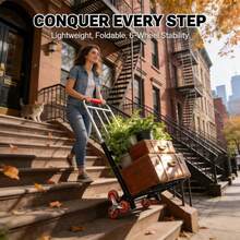 Heavy-Duty Folding Trolley, Equipped With Adjustable Buckles, Stair-Climbing Wheels, And A Portable Lifting Function, Features A Foldable Design Suitable For Carrying, Climbing Stairs, Shopping, And Transporting Goods. - Xem 2