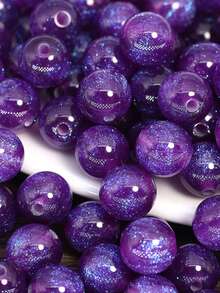 50颗8/10/12毫米深紫色彩虹光泽亮圆珠 - 合成珠，带彩虹闪光，适用于珠宝制作、手链、项链 - 母亲节DIY手工材料，珠宝制作珠子 - 彩色 - 查看 8
