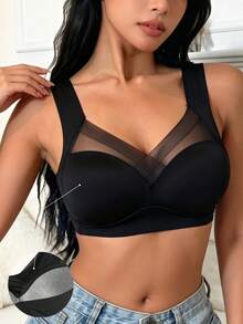 2件装女士性感无钢圈无缝文胸，女士露背无缝内衣，可拆卸衬垫上衣，可外穿 - 黑色 - 查看 6