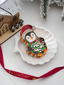 1pcs2026The New European And American Christmas Penguin Hair Clips Are Suitable For Wearing During Festivals, Cute And Sweet Summer Hair Accessories Beach Claw Clips Vacay Hair Claw - Multicolor - View 2