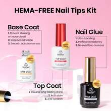 Beetles Etch-X PRO Nail Extension Gel Kit, Mini UV Lamp Included, DIY Salon Long Lasting Nails At Home - 288pcs 12 Sizes Coffin Medium - 查看 3