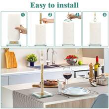 Bling Crystal Paper Towel Holder, Gold Standing Roll Dispenser With Weighted Base For Kitchen Countertop Or Bathroom, Square Design - Xem 6