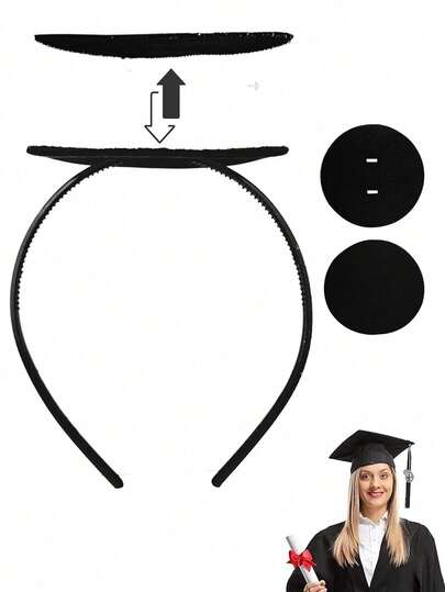 1 st pannband till examensmössa, skyddar din examensmössa, uppgraderat tillbehör till frisyrmössa, levereras med examenspresent, ingen examensmössa, examensfestdekor - grattis-examensdekor, 2026 gymnasie-/universitetsexamensfesttillbehör, glitterexamensdekorationer, hem- och utomhusdekor, examenspresent till vänner, kreativ examenspresent