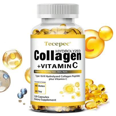 Bcuelov Type I And Type III Hydrolyzed Collagen Peptides, 6g Per Serving - Supports Healthy Hair, Skin, And Nail Growth - Contains Protein, Vitamin C, Sodium, And Hydrolyzed Collagen Peptides - 120 Softgels