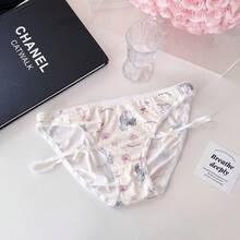 Milky Kitty Japanese-Style Pure Desire Sweet Printed Ice Silk Women's Hip-Hugging Lolita Panties - màu xanh da trời - Xem 9