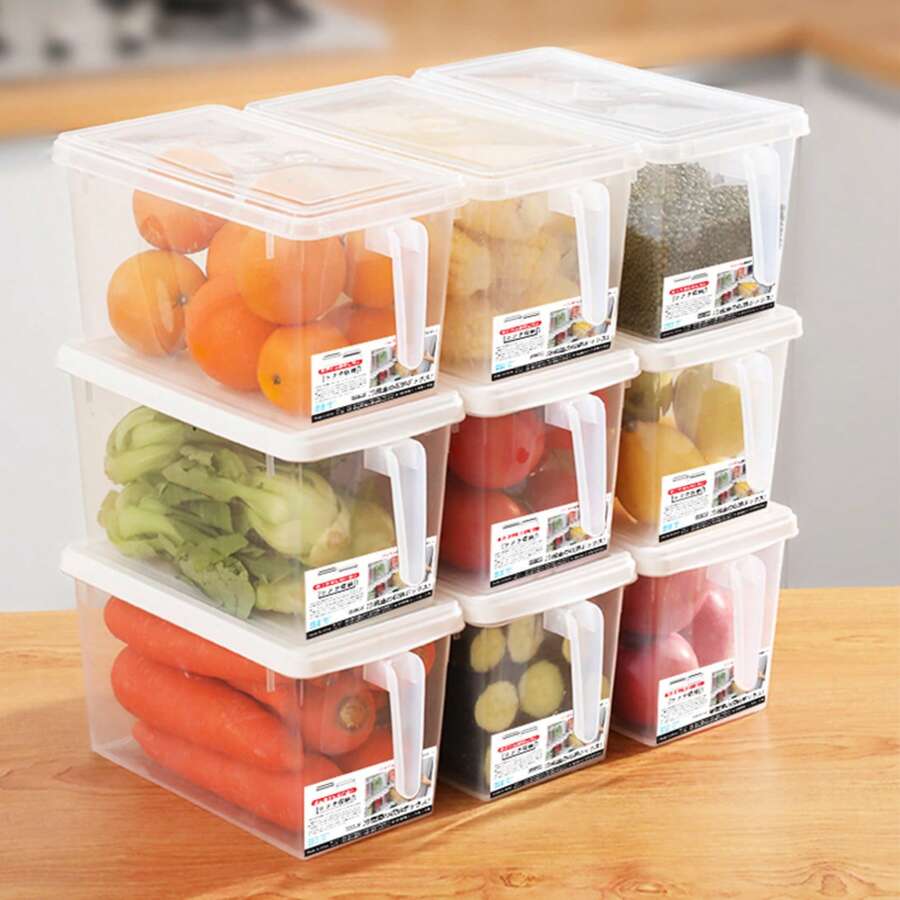 Kitchen Refrigerator Storage Boxes, 1 Pc. Drawer Freezer Food Storage Containers, Transparent With Lid, Rectangular Storage Box For Eggs, 24x12x15cm. High Quality And Good Value For Money. - Clear - View 1