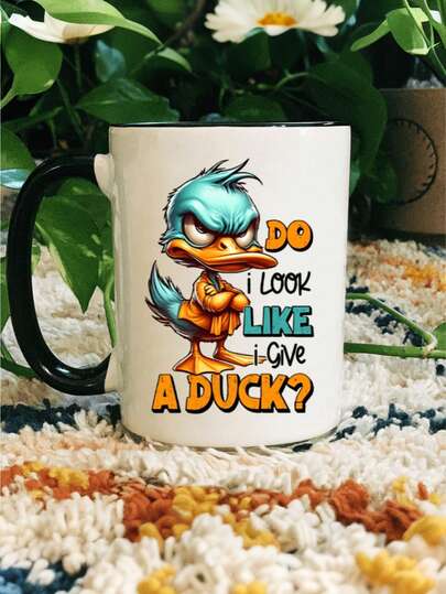 330 ml Tasse à café en céramique imprimée avec design de canard "Est-ce que j'ai l'air de m'en soucier ?" de qualité 3A. Tasse à café avec poignée confortable, isolation thermique, personnalisable, tasse à café glacé, mug de voyage à café, cadeau parfait pour la fête des mères et l'anniversaire de maman, cadeaux de la Saint-Valentin pour lui et pour elle, cadeaux amusants pour les enseignants, idéal pour la maison, la cuisine, le salon et le retour à l'école