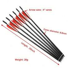 12Pcs Crossbow Bolts Carbon Arrows 20 Inch Hunting Archery Crossbow Arrows With Half Moon Nocks 125 Grain Removable Tips - Red - View 2