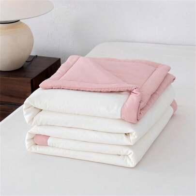 纯色绗缝夏季被，柔软舒适亲肤轻薄毯，适用于卧室、客厅和办公室，单人/双人床四季通用，可机洗，夏季舒适被（1条被子，不含枕套）