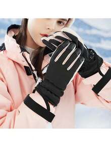 2 只装冬季男女通用滑雪手套，带弹性腕带和防丢挂带，手套配件 - 多色 - 查看 8