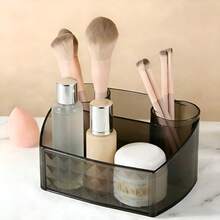 Caixa de cosméticos de plástico (1 unidade), caixa organizadora de cosméticos para mesa, organizador de cosméticos, suporte para joias, grande capacidade, adequada para quarto e closet. - A - Ver 3