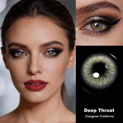  Lalens Deep Throat Gray 1Pair 14.2mm Semi-Annual Disposable Soft Moisturizing Eye Lenses Natural Blending Grey Tone Comfortable For Daily Office Work Business Outfit Elegant Eye Beauty