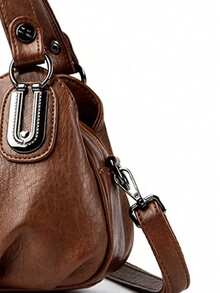Dedoo 1pc 2025 Mother's Day Preferred High-Quality Luxury Handbag, Designer Messenger Bag, Large Capacity Tote Bag, Solid Color Leather Shoulder Bag - Brown - View 9