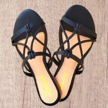Ramara Footwear Flat Sandal With Braided Straps - Black - View 3