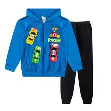 Children's/Teenagers' Winter Fleece Set (Ages 2-14) With Zipper And Hood - Royal Blue - View 2