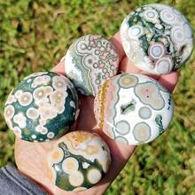 1pc Natural Ocean Agate Palm Stone Decor, With Unique Luster And Texture, Mysterious And Elegant, Suitable For Home Decor, Architecture, Yoga, Ocean Agate Massage Stone, Natural Crystal Gift. The Best Gift, Bohemian Style Crystal Ornament, Ideal For Home Use, Intended To Dispel Negative Energy And Purify The Environment. It Is A Thoughtful Holiday Gift For Parents, A Charming Choice Of Crystal Crafts. - Multicolor - View 2