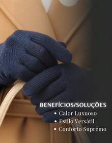 Lilas Inova Unisex Thick Wool Glove Autumn Winter High Quality - Navy Blue - View 4