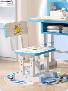 Children's Chairs And Desk With Adjustable Shelves And Table - Blue - View 5