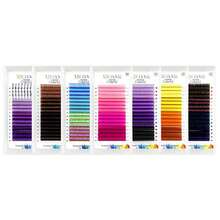 Extensiones de pestañas de colores, 16 filas de pestañas de cachemira, extensiones de pestañas clásicas de 0.07 D Curl 14mm, extensiones de pestañas individuales para uso profesional en salones (0.07-D-Azul Ombret 14mm) - ColorQ - Ver 7