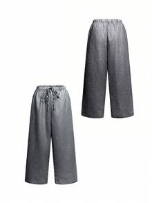 2026春夏大码格子裤，波西米亚风沙滩裤，伊比沙音乐节庆祝，德比日风格 - 黑與白 - 查看 6