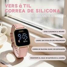 Reloj Inteligente ZOEA Versátil: Correa de Cuero Suave, Pantalla Digital, Resistente al Agua, Ideal para Citas, Deportes y Uso Diario, Larga Autonomía, Diseño Moderno para Hombres y Mujeres - Correa- rosa claro/Caja-Rosa dorado - Ver 5