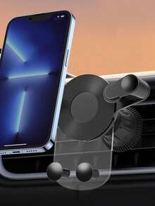 1pc Black Transparent ABS Car Air Vent Navigation Bracket, Universal Gravity Car Phone Holder, Transparent Phone Navigation Bracket - Black - View 8