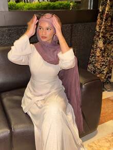 1pc Distressed Solid Color Lightweight Casual Long Scarf, Suitable For Daily Use - Red Violet - View 1