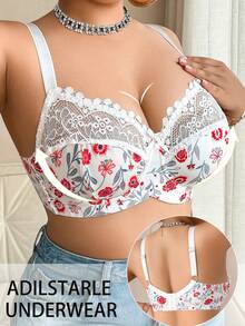 Plus Size Women Fashion Underwire Bra - White - View 6