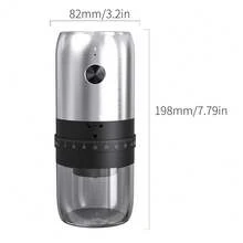 Rechargeable Electric Coffee Grinder, Portable Cordless Coffee Bean Grinder With Stainless Steel Blades, Adjustable Coarseness, USB Charging, Quiet & Powerful - Perfect For Travel - Black - View 3