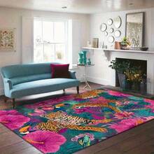 1pc Leopard Print Rug, Red Lips Rug, Pop Art Rug, Bold Statement Area Rug, Funky Living Room Decor, Animal Print Rug, Glamorous Home Rug, 84*60inch,Perfect Choice For Christmas ,Stylish And High-Quality Rugs, Perfect For Christmas Decorations And GiftsHome Decor, The Best Choice For Gothic-Style Birthday Gifts - 彩色 - 查看 4