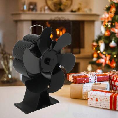 Black 6-Blade Heat Powered Stove Fan - Thermodynamically Driven Fireplace Fan For Efficient Heat Distribution | Ideal For Wood Stoves & Fireplaces