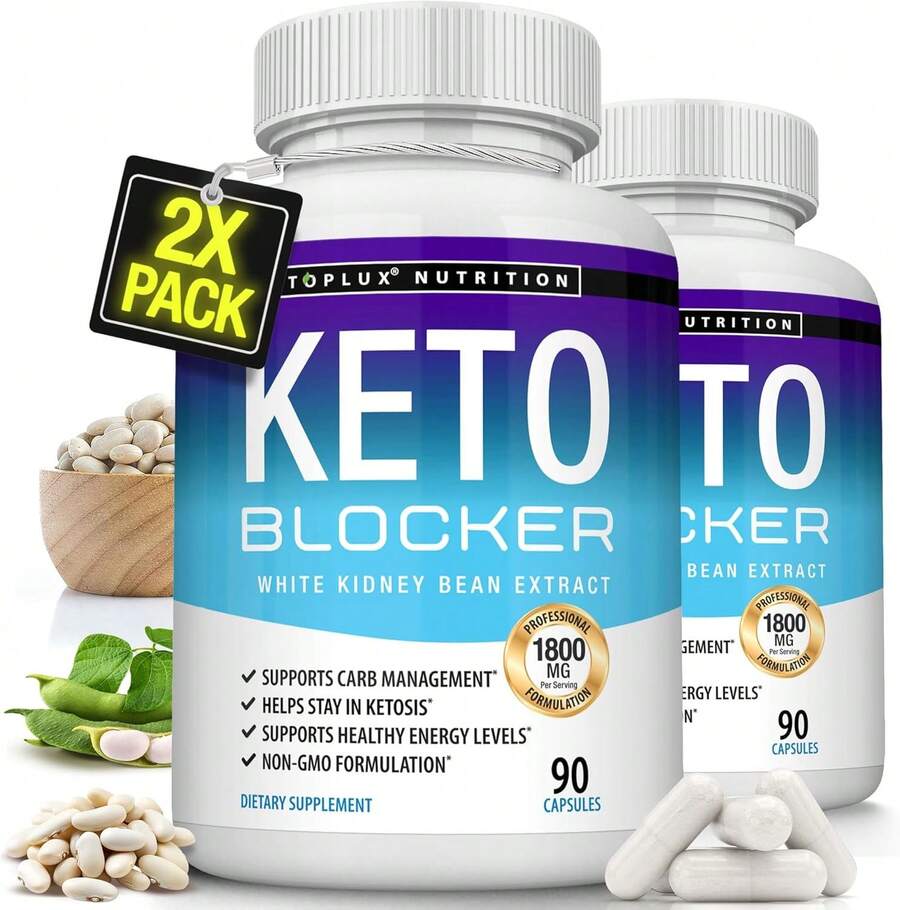 Toplux Keto Blocker Pills White Kidney Bean Extract - 1800 Mg Natural Ketosis, Support Keto Diet, For Men Women, 90 Capsules, Supplement - Hai - Xem 1