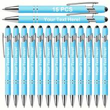 15pcs Customizable Ball Point Pens, Customized Touch Pens, Metal Printed Black Ink Pens, Lightweight & Retractable - Excellent Customized Gift Choice - Sets - View 15