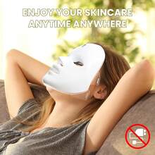 Mascarilla facial LED de 7 colores, mascarilla facial de luz roja, herramientas para el cuidado facial, apta para todo tipo de piel. Herramientas para el cuidado diario de la piel. - Multicolor - Ver 10