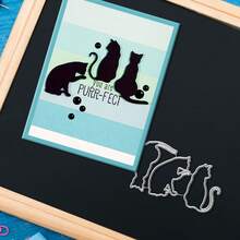 Kreativa kattstansar, gör-det-själv-scrapbookingalbum och präglingsschabloner, verktyg för att göra gratulationskort, pappersskärningspyssel för kort, mallar för att göra presentkort. - silver - Visa 4