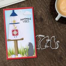 Kreativa kattstansar, gör-det-själv-scrapbookingalbum och präglingsschabloner, verktyg för att göra gratulationskort, pappersskärningspyssel för kort, mallar för att göra presentkort. - silver - Visa 5