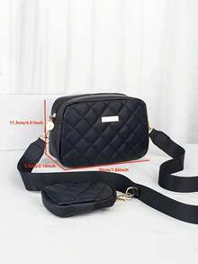 1 Set Girls' Fashion Quilted Mini Shoulder Bag With Coin Purse, Rhombus Pattern Crossbody Bag, Detachable Strap, Ideal For Daily Use, Party, And Gift - Multicolor - View 5